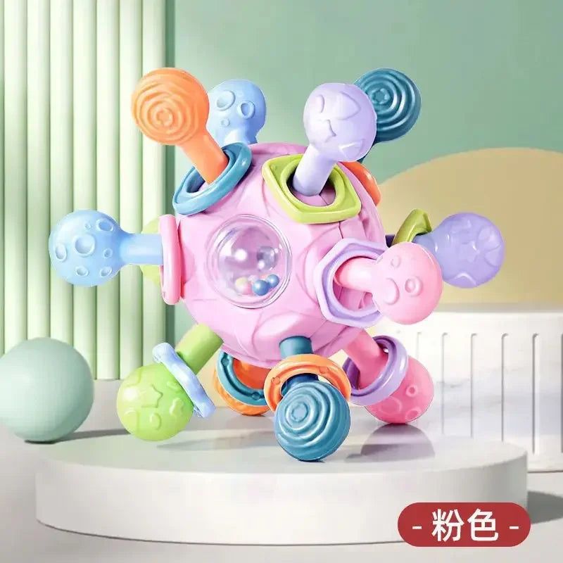 Baby Toys 0 1 2 Months Rotating Rattle Ball Grasping Activity Baby Development Toy Silicone Rattles Baby Sensory Toys for Babies