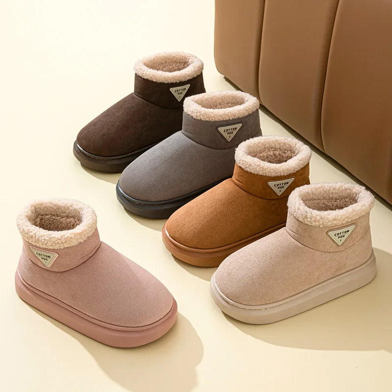 Litfun Women Winter Furry Snow Boots Outdoor Warm Fuzzy Lined Cotton Boots Non-slip Comfort House Cotton Shoes Soft Plush Shoes