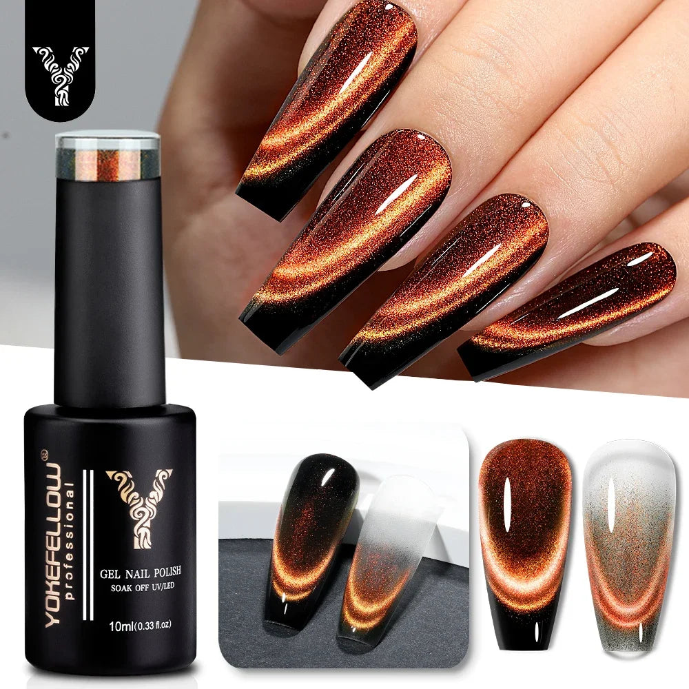 YOKEFELLOW 2025 New Dreamland Cat Eye Gel Nail Polish 10ml Dual Gloss Dreamland Color Soak Off Cat Magnetic UV Gel Varnish DIY