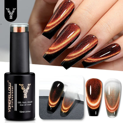YOKEFELLOW 2025 New Dreamland Cat Eye Gel Nail Polish 10ml Dual Gloss Dreamland Color Soak Off Cat Magnetic UV Gel Varnish DIY