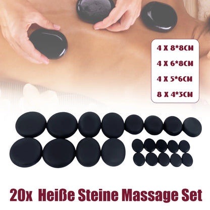 20 Piece Hot Stone Massage Set Massage Set with Heating Box Basalt