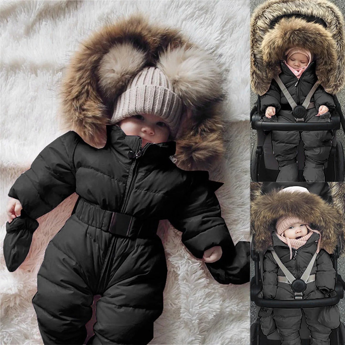 Winter Hooded Jumpsuit for Girls Boys Baby Ski Clothing Overalls Snowsuit for Children Kids Ski Coat Jacket Rompers 1/2 Years 2T