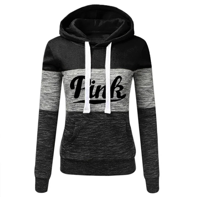 Hot Sales Womens Tracksuit Print ColorBlock Hooded Sweatshirts Fashion Trend Versatile Pullover Street Warm Casual Clothing