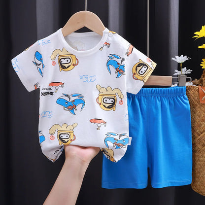 Kids Clothes Boys Girl T-shirt Shorts Summer Cotton Short Sleeve Baby Children's Sets Toddler Suit 2PCS  Shorts Beach Gift