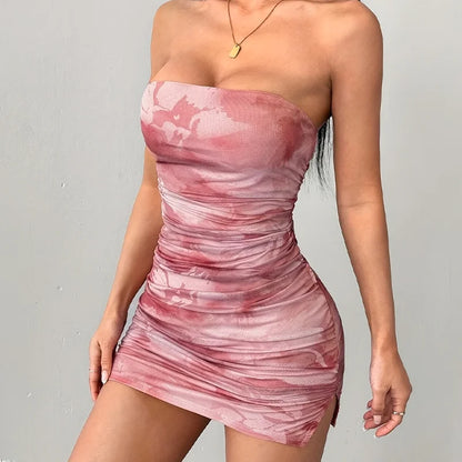 Sexy Spaghetti Straps Printing Mini Dresses