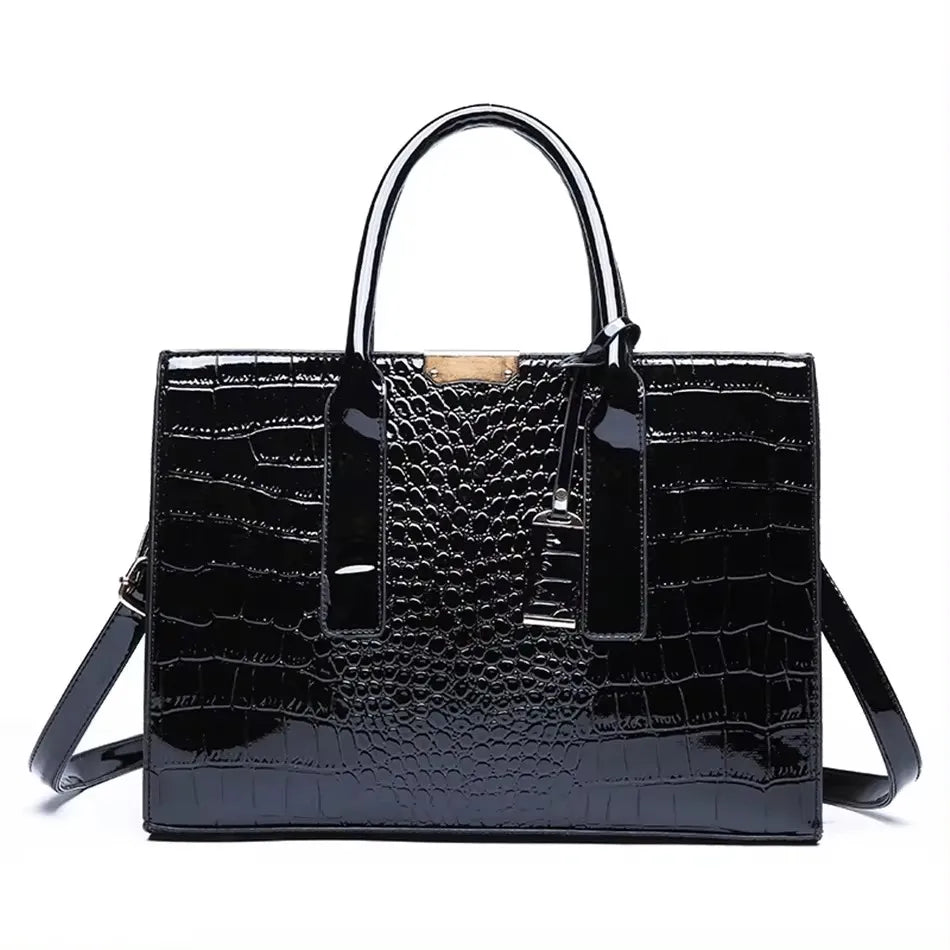 Brand Leather 3 Layers Alligator Crossbody Bag for Women