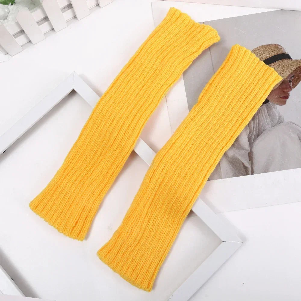 Long Fingerless Gloves Women‘s Mitten Winter Arm Warmer Knitted Arm Sleeve Fine Casual Soft Girls Goth Clothes Punk Gothic Glove