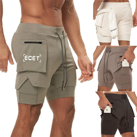 Sportswear Double-deck Running Shorts 2 In 1 Beach Bottoms Summer Gym Fitness