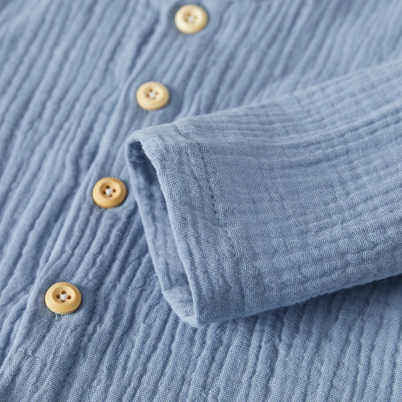 Suefunskry Kids Boys Fall Outfits Solid Color Buttons Long Sleeve Shirts