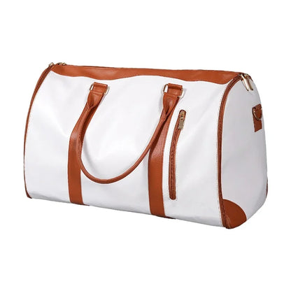 Custom Letters Carrry On PU Leather Garment Bag For Women Large Size Pu Foldable Duffle Suit Bag For Travel