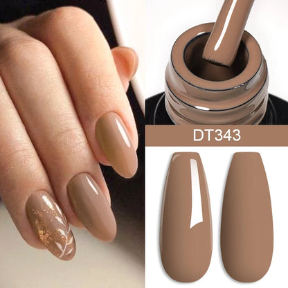 MEET ACROSS 7ml Brown Series Gel Nail Polish Autumn Coffee Color Nail Art Gel Nail Supplies Semi-Permanent Varnish Manicure