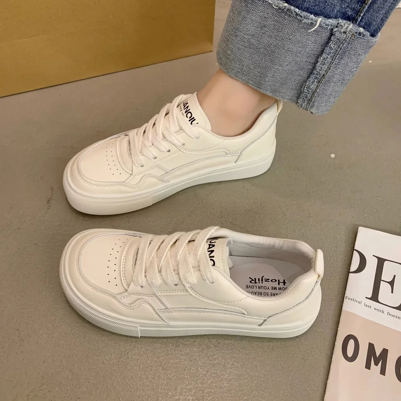 Little White Shoes Women Sneakers 2024 New Breathable Genuine Leather Women's Shoes Casual Sports Board Shoes Sneaker  Adult