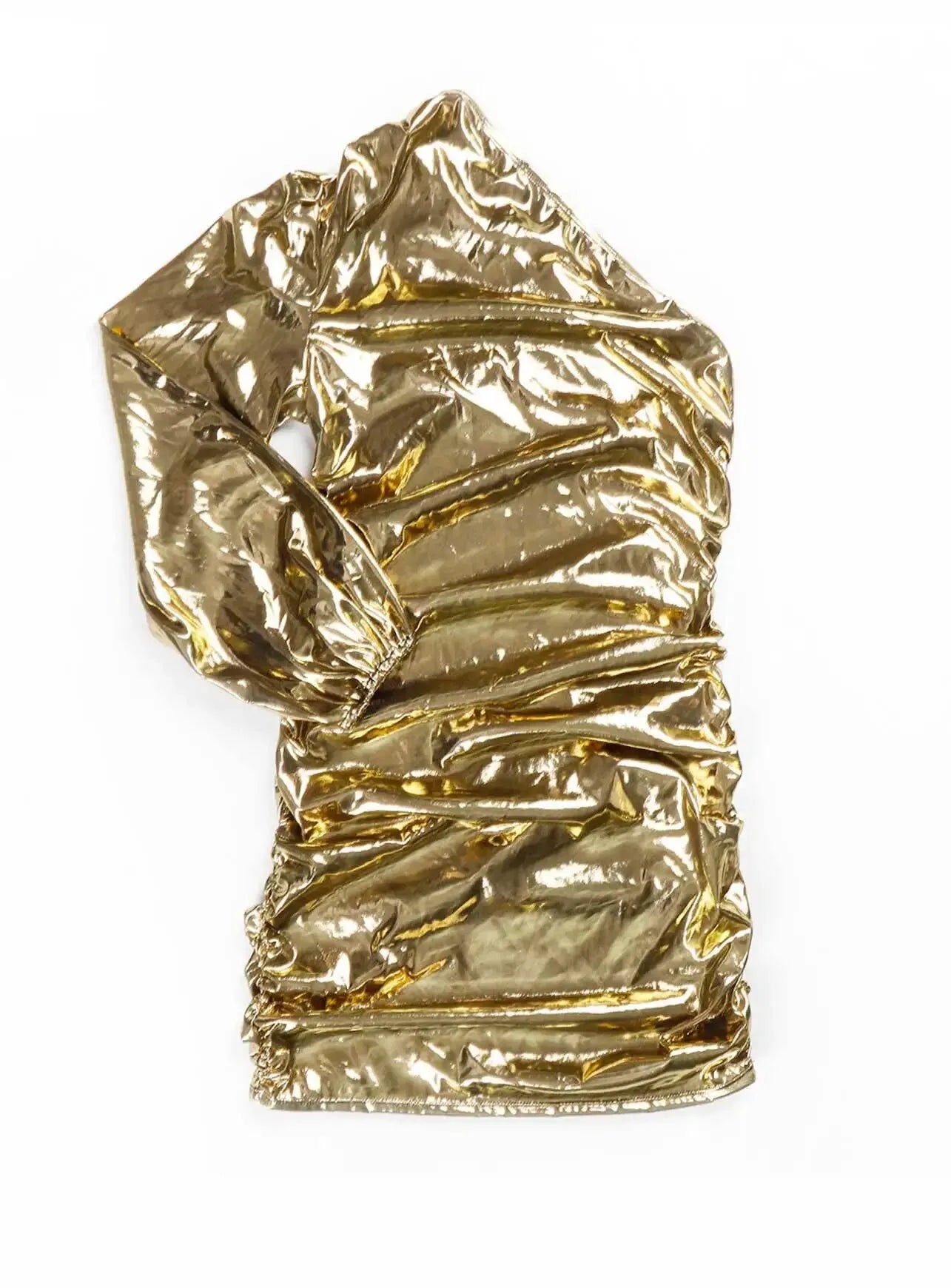 Sexy Slanted Shoulder Single Long Sleeved Short  Wrapped Hip Skirt Dress