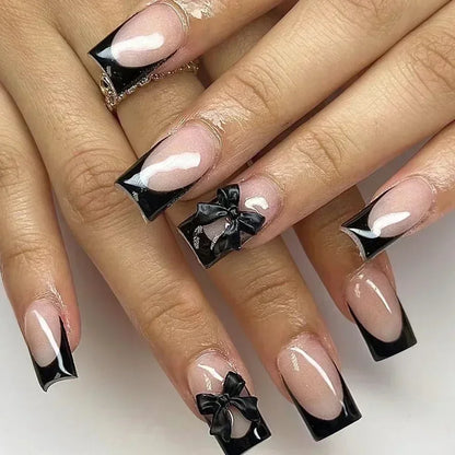 24Pcs French Tip  Press on Nails Short Coffin False Nails Simple Wearable Fake Nails Frosted Full Cover Press on Nail Tips Art