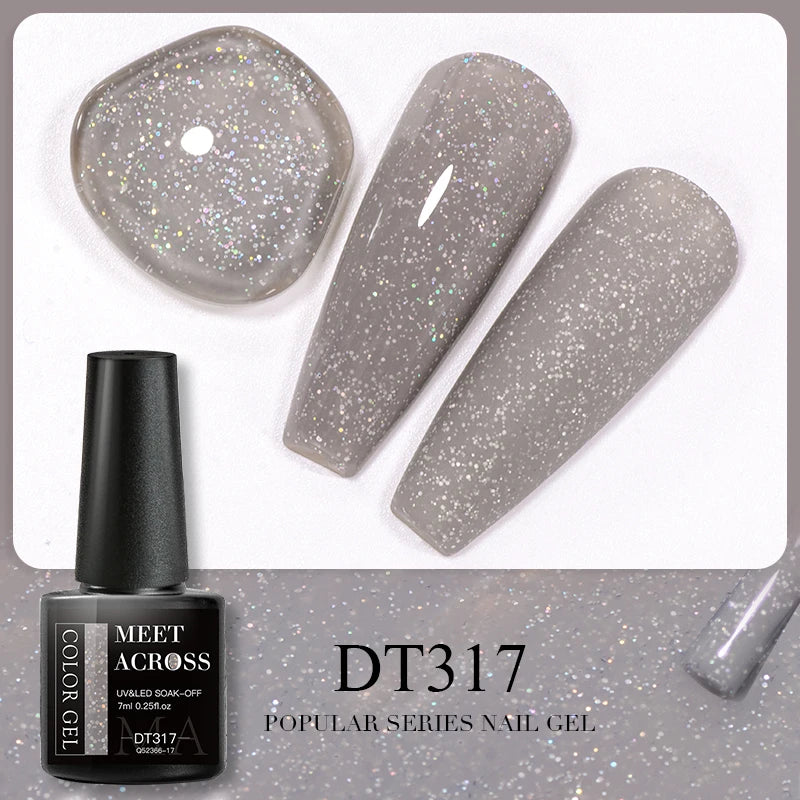 MEET ACROSS 7ml Brown Series Gel Nail Polish Autumn Coffee Color Nail Art Gel Nail Supplies Semi-Permanent Varnish Manicure