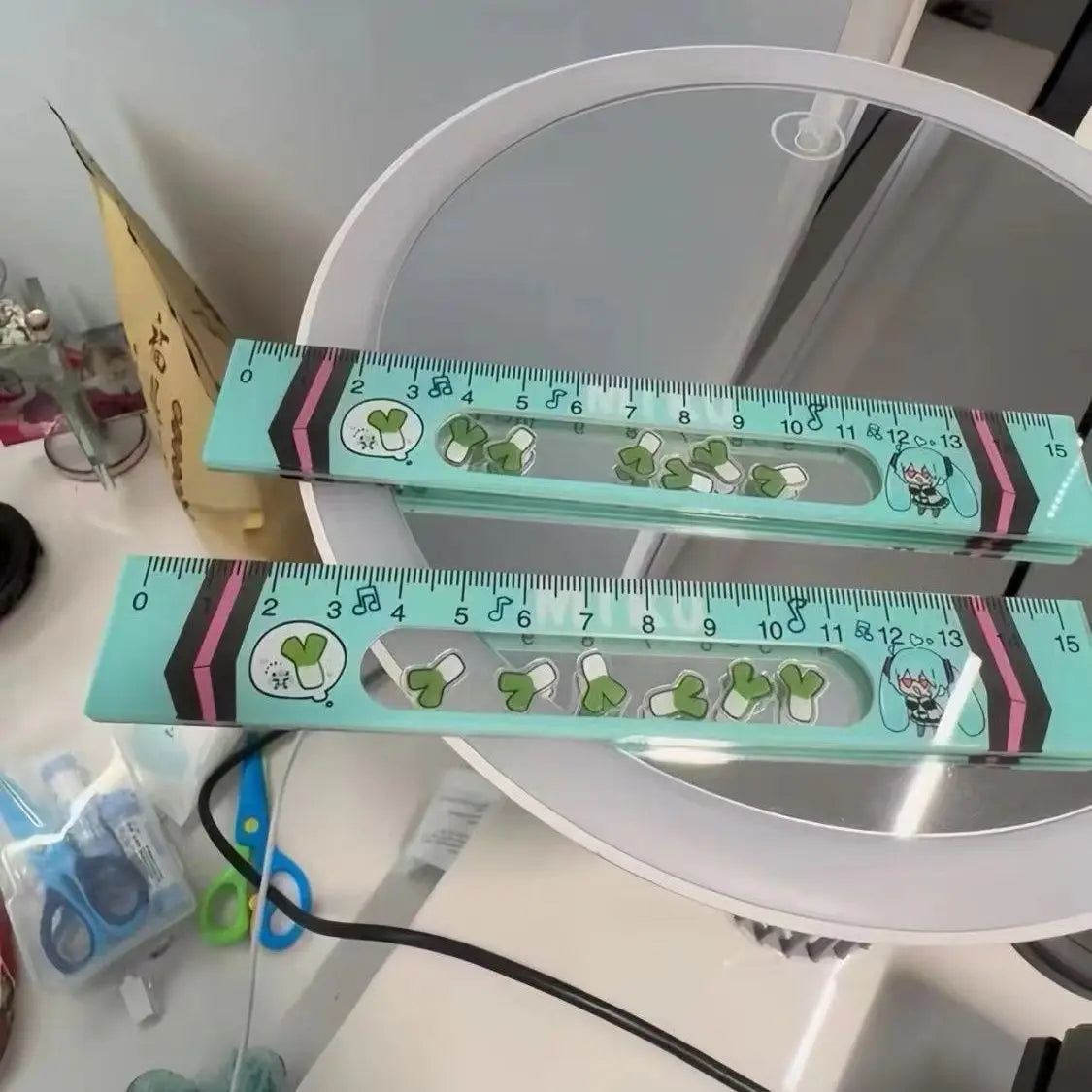 Hatsune Miku anime two-dimensional shaker ruler creative cartoon cute ruler 15cm kawaii student stationery supplies wholesale