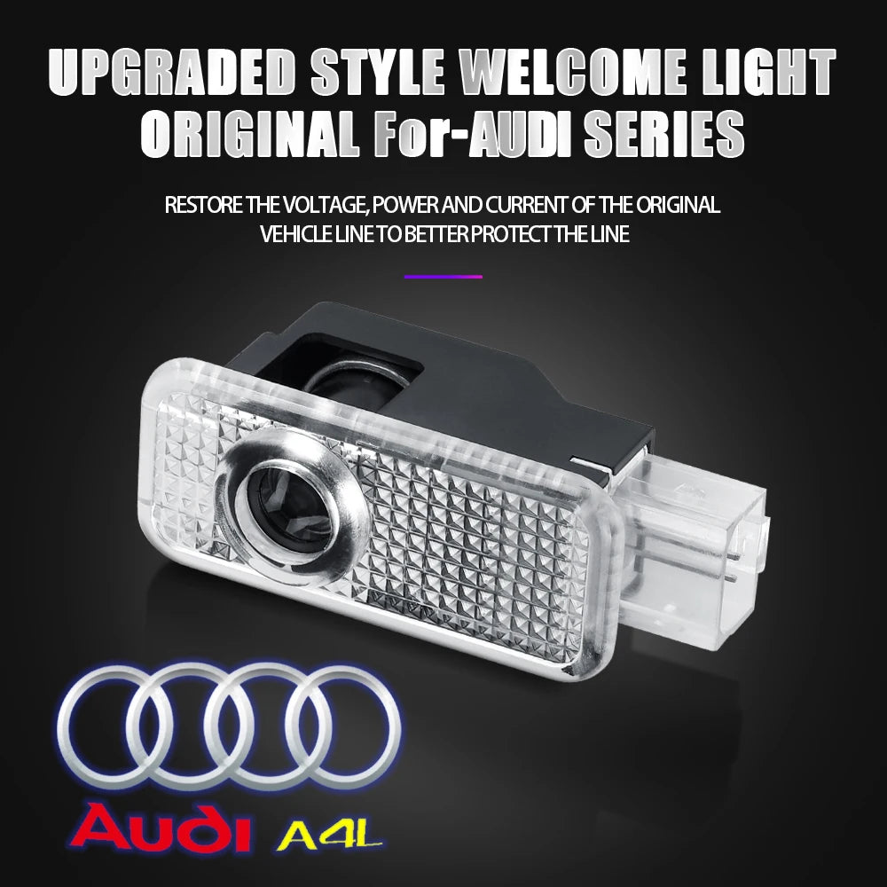 2Pcs Car Door Welcome Light Led HD Projector Lamp Courtesy Lights for Audi SLine S3 S4 S7 S6 A5 A3 A4 RS A6L A7 A4L Q5 Q7 A8L Q3