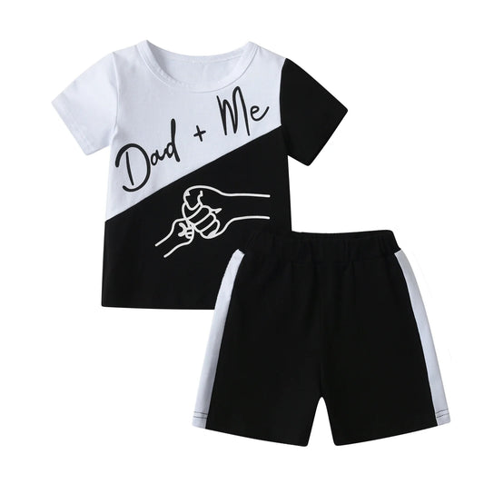 2025 New Toddler Baby Boy Summer Short Sleeve Clothes Set for 1 2 3 4 Years Cute Printed Patchwork T-shirt Top and Short Pants