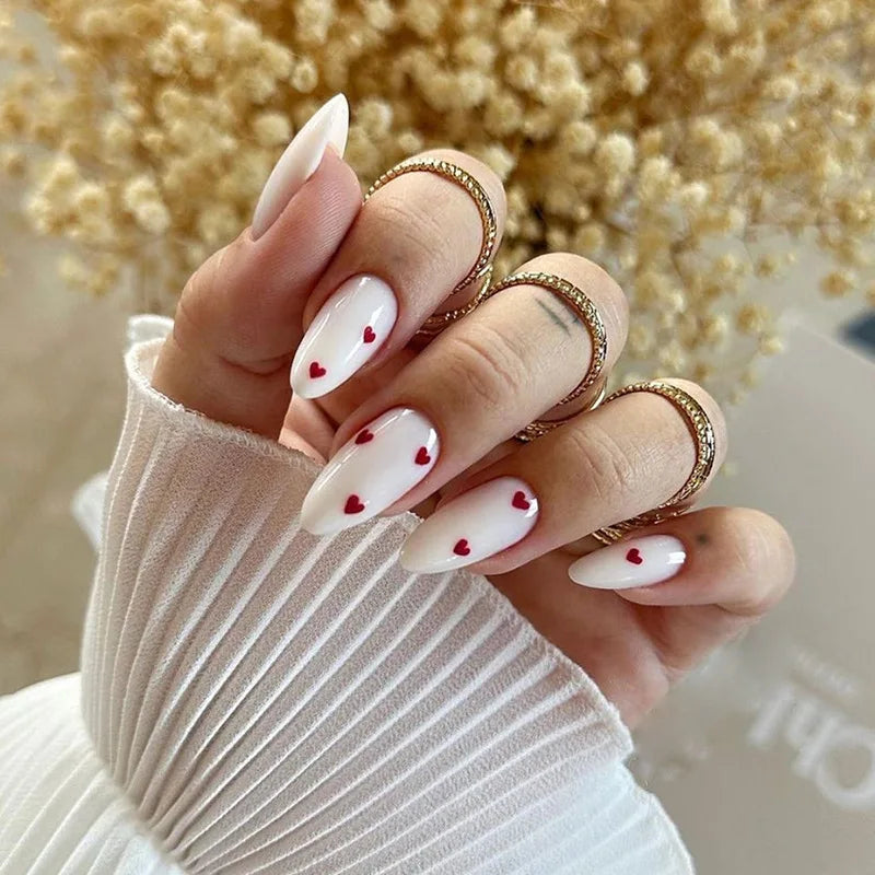 24Pcs Short Square Nude Fake Nails Art White Edge Glossy Artificial French False Nails Removable Full Cover Press on Nail Tips