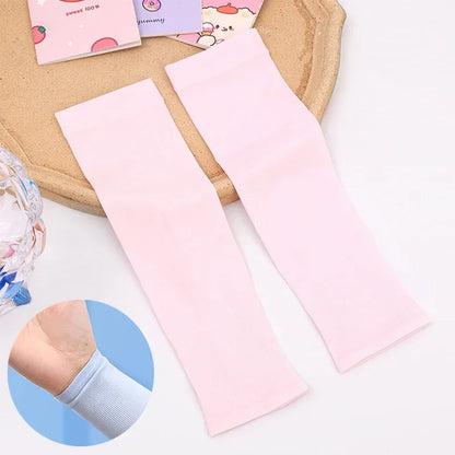 Unisex Cooling Arm Sleeves Cover Sport Running Anti-UV Sun Protection Outdoor Cycling Elastic Ice Sleeve for 4-12 Years Children