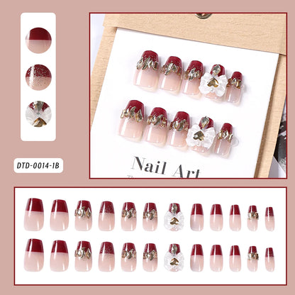 24pcs/box Luxury Pink Long Coffin Fake Nails Y2K Moon Star Rhinestones Press On Nails Handmade Full Cover Reusable False Nails
