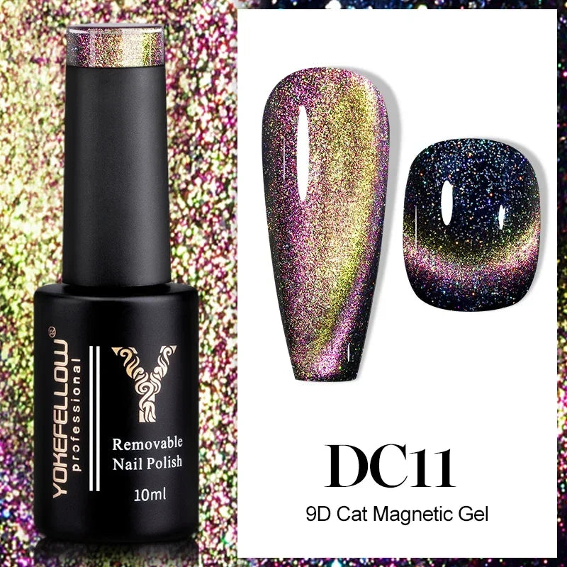 YOKEFELLOW 2025 New Dreamland Cat Eye Gel Nail Polish 10ml Dual Gloss Dreamland Color Soak Off Cat Magnetic UV Gel Varnish DIY