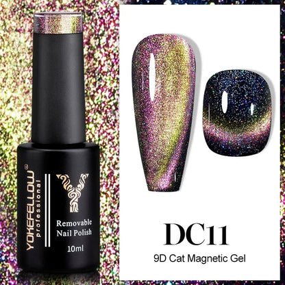 YOKEFELLOW 2025 New Dreamland Cat Eye Gel Nail Polish 10ml Dual Gloss Dreamland Color Soak Off Cat Magnetic UV Gel Varnish DIY