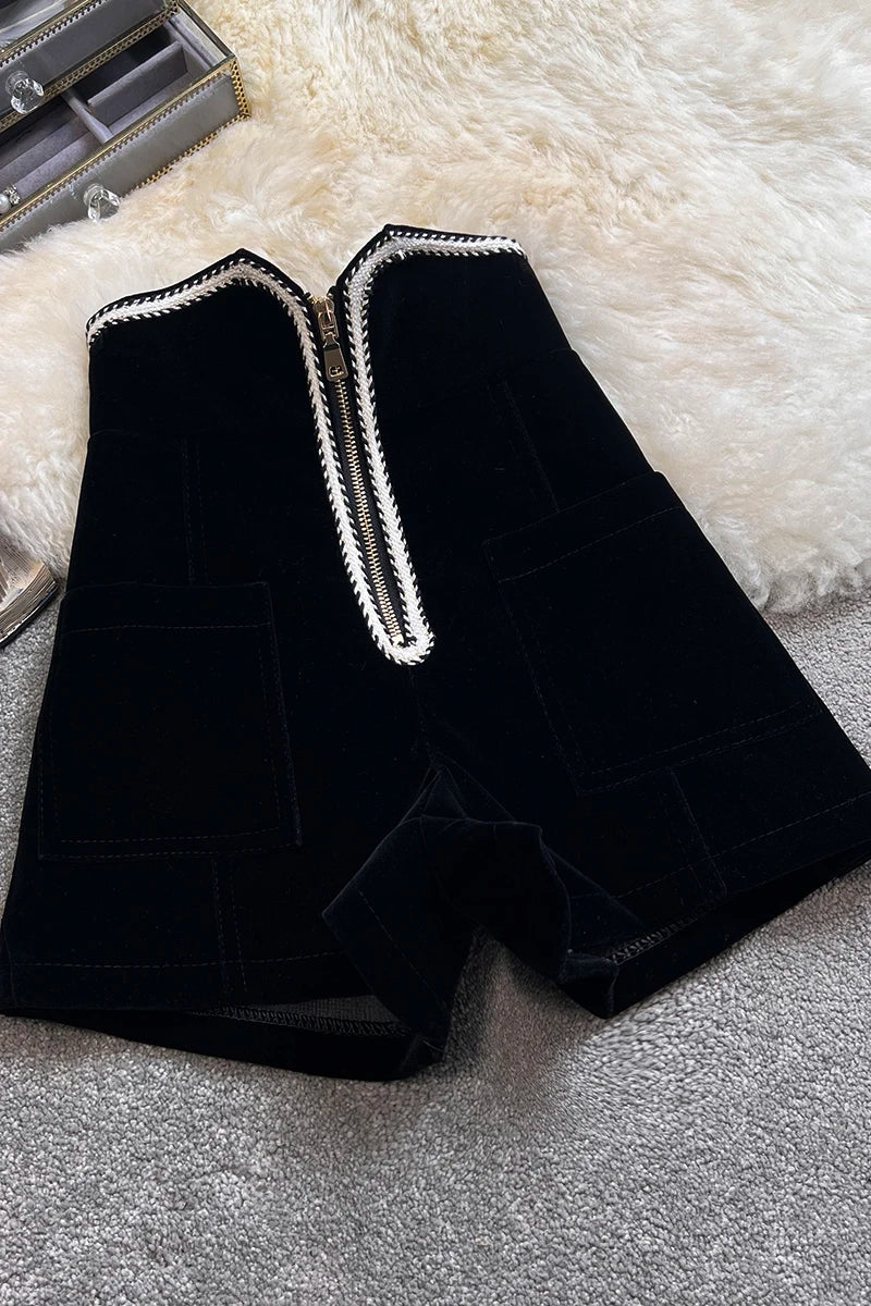Autumn Winter Fashion Women High Waist Velvet Shorts