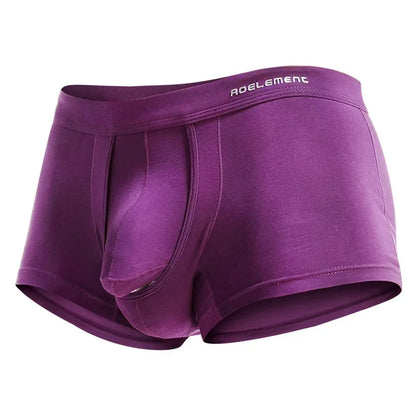Men Fashion Penis Bag Bulge Pouch Separation Underwear Youth Ice Silk Breathable Comfy Boxer Shorts Simple Elastic Sports Trunks