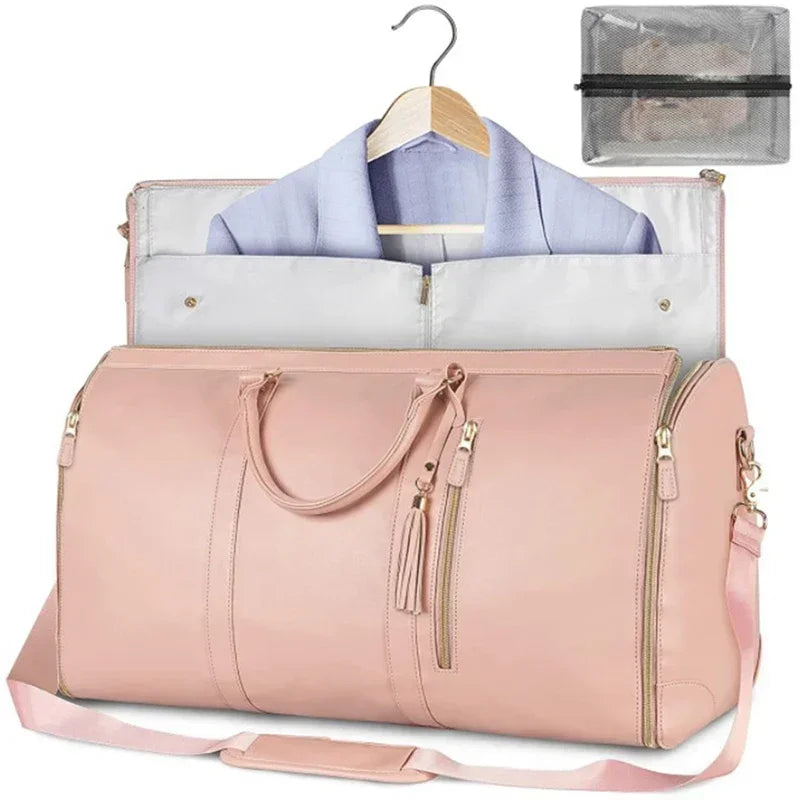 Gifts Large PU Folding Suit Storage Bag Foldable Women's Travel Convenient Clothing Bag Duffel Bag Women's Business Travel Bag