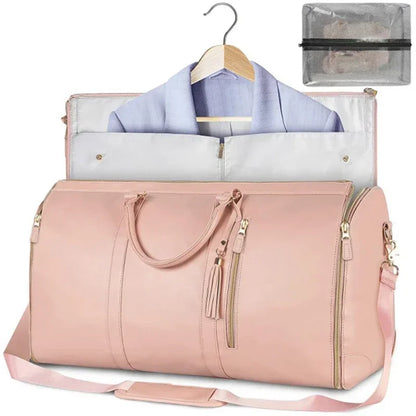 Gifts Large PU Folding Suit Storage Bag Foldable Women's Travel Convenient Clothing Bag Duffel Bag Women's Business Travel Bag
