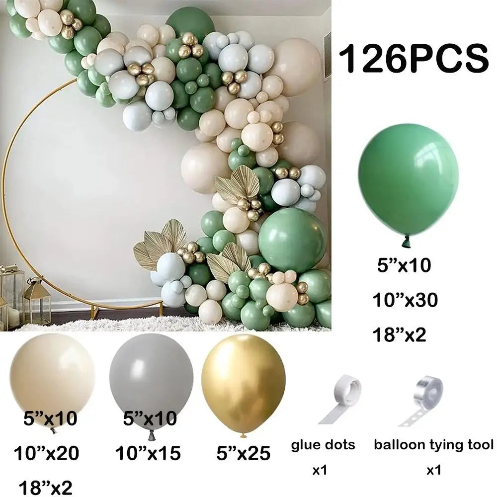 92pc Sage Green Balloons Garland Arch Kit White Gold Confetti Balloon Baby Shower Birthday Party Wedding Decoration Latex Globos