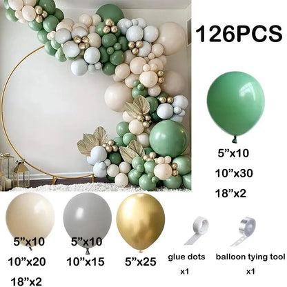 92pc Sage Green Balloons Garland Arch Kit White Gold Confetti Balloon Baby Shower Birthday Party Wedding Decoration Latex Globos