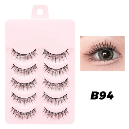 DINGSEN Fake Eyelash Anime Lashes 5 Pairs Little Devil Eyelashes Natural Daily Makeup Manga Eyelashes Clear Band Eyelashes