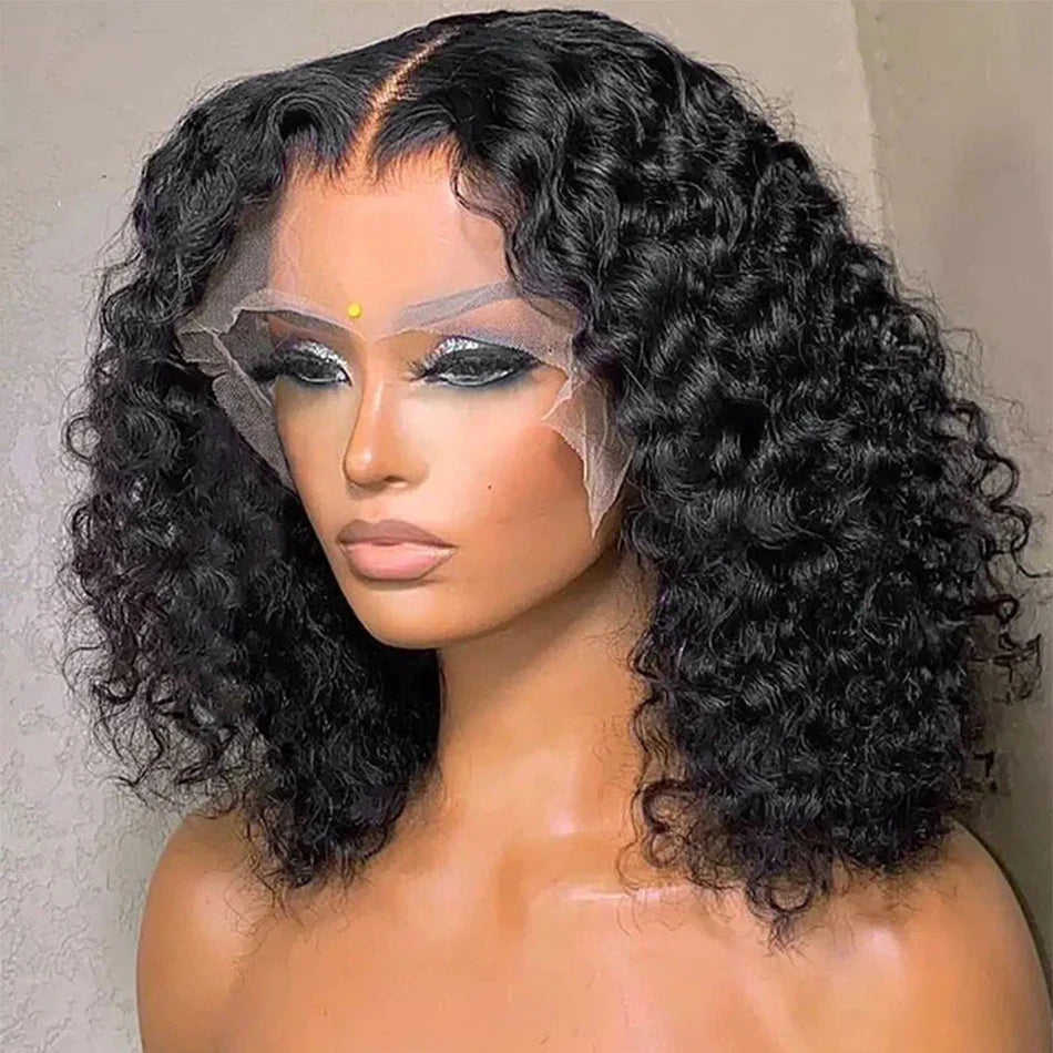 Glueless Wig 12A Short Bob Wig Water Waves Human Hair