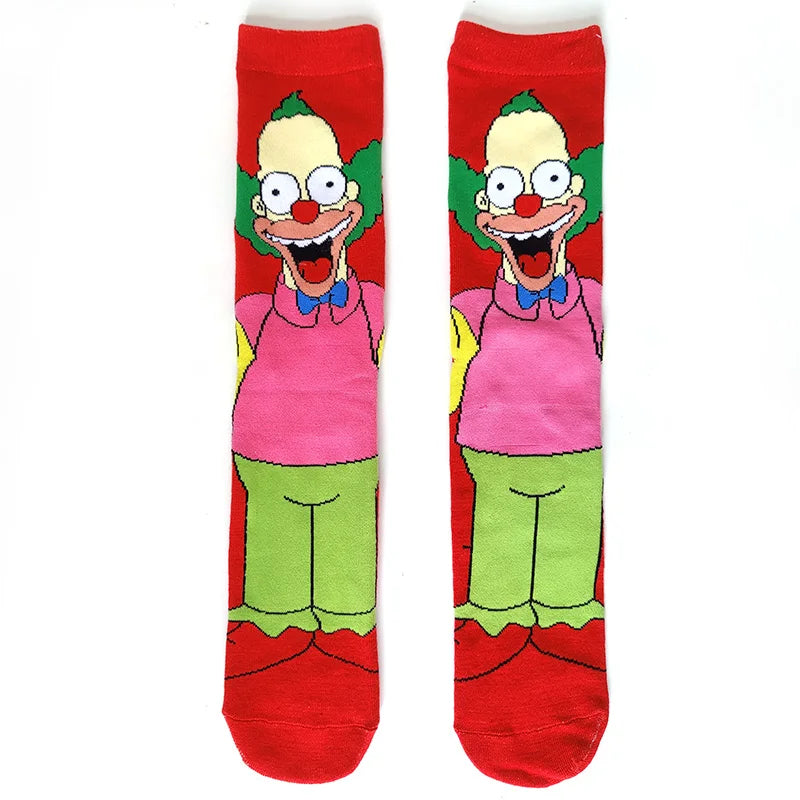 Simpsons Cartoon Anime Funny Socks Men Hip Hop Print Novelty Crazy Sokken Hip Hop Unisex Comfortable Skateboard Happy Meias