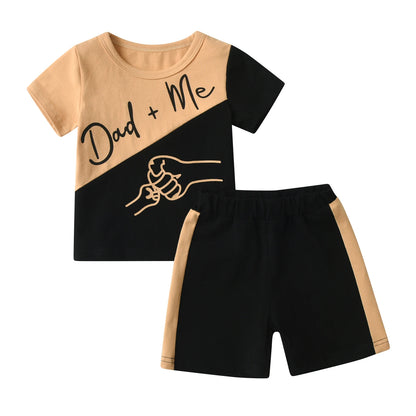 1-5Years Cute Toddler Baby Boy Summer 2pcs Clothes Set New Printed Short Sleeve Patchwork T-shirt Top with Short Pants Outfits