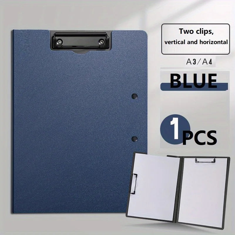 1pcs A4 Profile Clipboard Double Clip Clip Board 100 Sheets Office Documents Organizer Writing Pad Paper Storage A4 File Folders