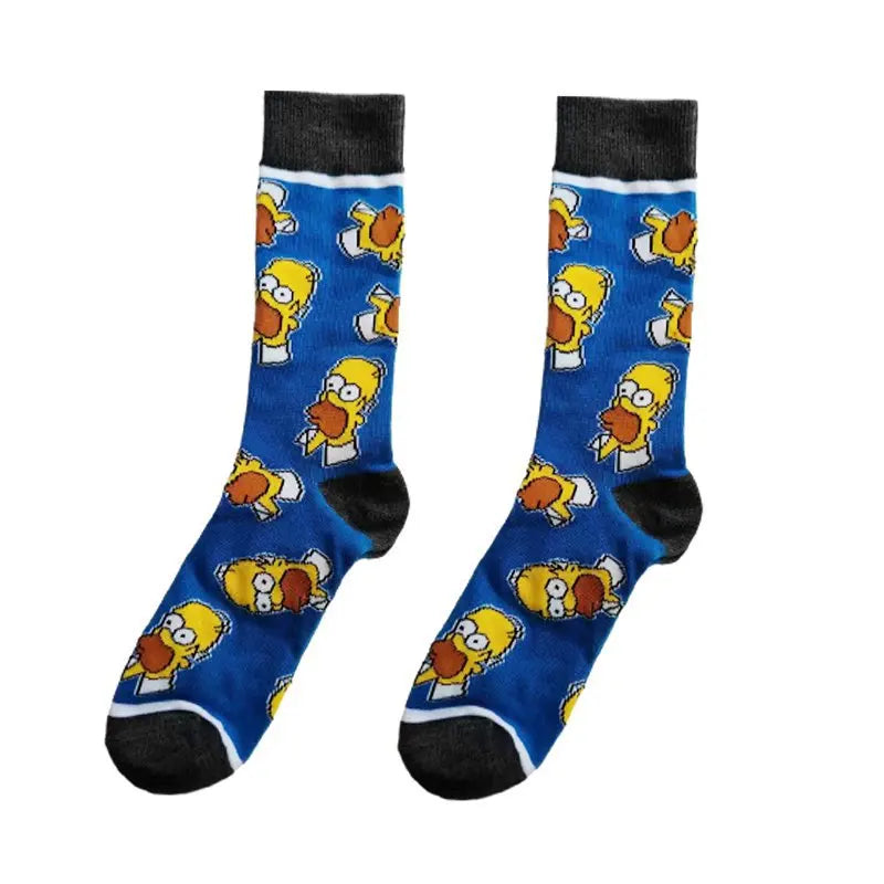 Simpsons Cartoon Anime Funny Socks Men Hip Hop Print Novelty Crazy Sokken Hip Hop Unisex Comfortable Skateboard Happy Meias