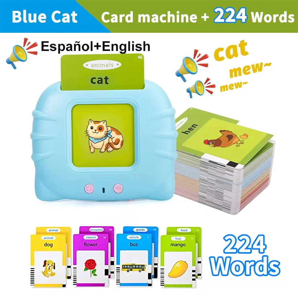 Early Montessori Education Card Toy Spoken English Spanish Language Game Device pedagogical Learning Word Christmas Gift for Kid