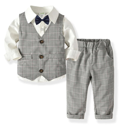 Boys Suits Clothes For Wedding Formal Party clothes Striped Baby Vest Shirt Pants Kids Boy Outerwear