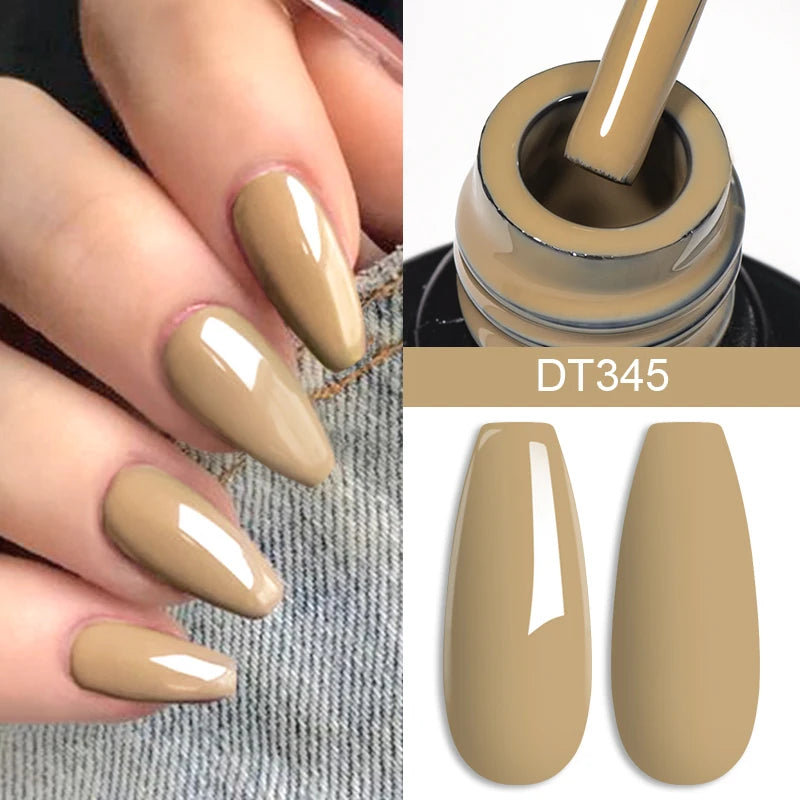 MEET ACROSS 7ml Brown Series Gel Nail Polish Autumn Coffee Color Nail Art Gel Nail Supplies Semi-Permanent Varnish Manicure