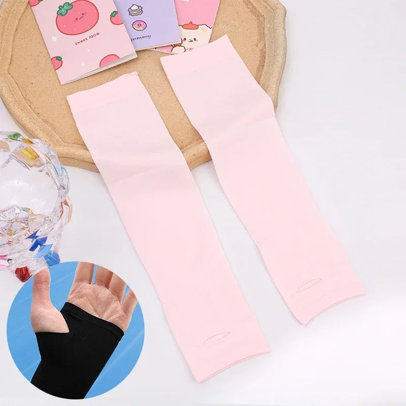 Unisex Cooling Arm Sleeves Cover Sport Running Anti-UV Sun Protection Outdoor Cycling Elastic Ice Sleeve for 4-12 Years Children