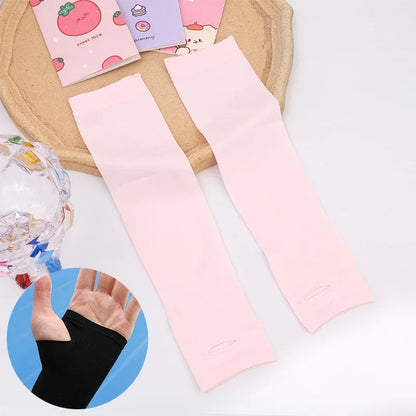 Unisex Cooling Arm Sleeves Cover Sport Running Anti-UV Sun Protection Outdoor Cycling Elastic Ice Sleeve for 4-12 Years Children