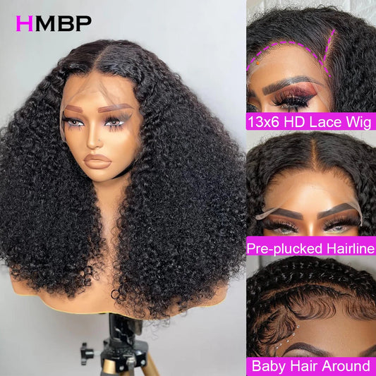 Glueless Wig Human Hair Ready To Wear Kinky Curly 13x6 HD Lace