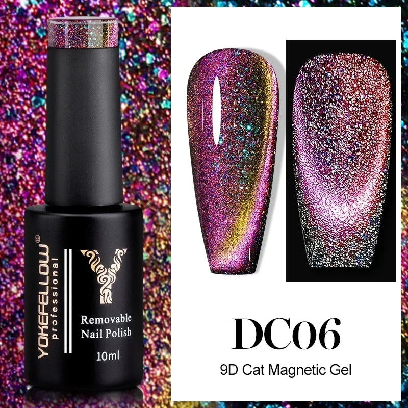 YOKEFELLOW 2025 New Dreamland Cat Eye Gel Nail Polish 10ml Dual Gloss Dreamland Color Soak Off Cat Magnetic UV Gel Varnish DIY