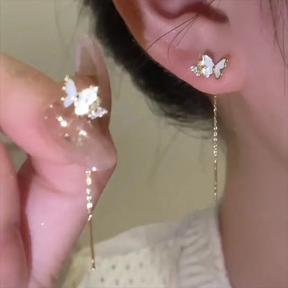 Fashion Trend Unique Design Elegant Delicate Luxurious Zirconia Leaf Tassel Earrings High Jewelry Wedding Party Gifts For Women