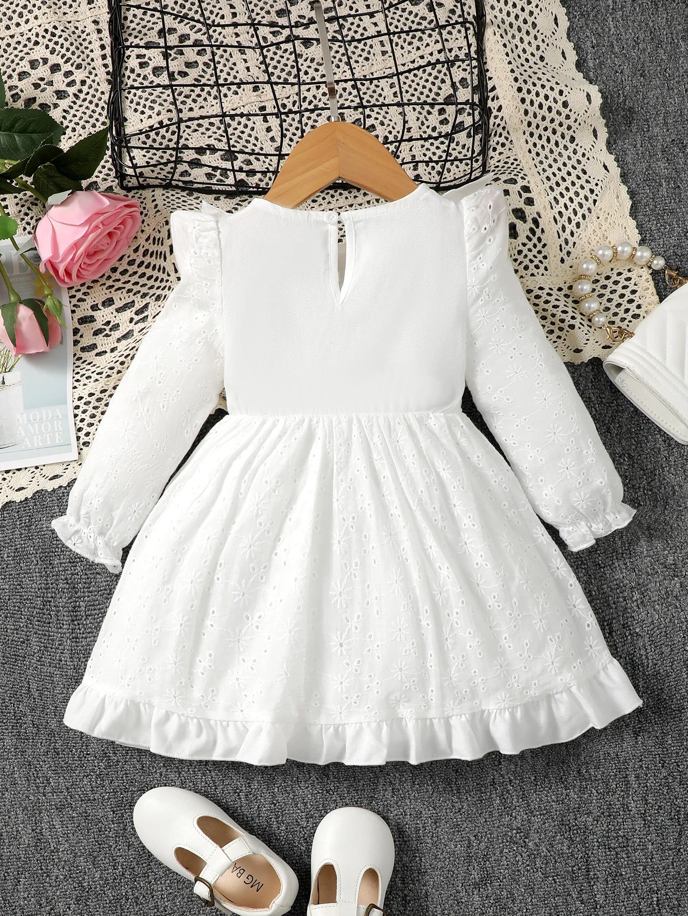 0-3 Year old Baby girl Dress Solid Color Bow Ruffle Princess Dress Suitable for Toddlers Baby girl Spring  autumn Dress