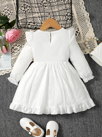 0-3 Year old Baby girl Dress Solid Color Bow Ruffle Princess Dress Suitable for Toddlers Baby girl Spring  autumn Dress