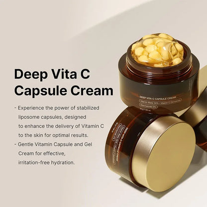 Deep Vita C Capsule Cream,Collagen Niacinamide Vitamin C Face Moisturizer Anti Wrinkle Gel,Firming Repairing Skin Care,Fade Spot